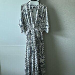 Summer Blue and White Maxi Dress